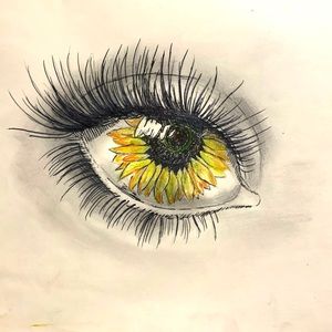 Sunflower Eye Mixed-Media Original Artwork